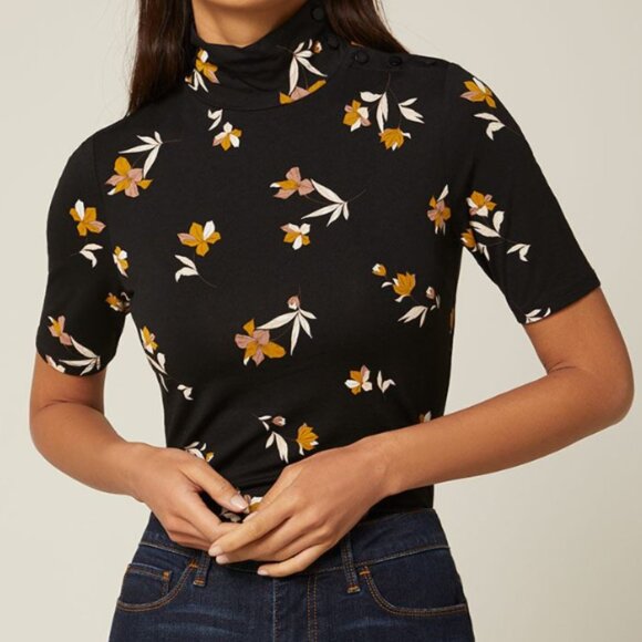 RW&CO mock neck floral top black size small - Picture 1 of 12